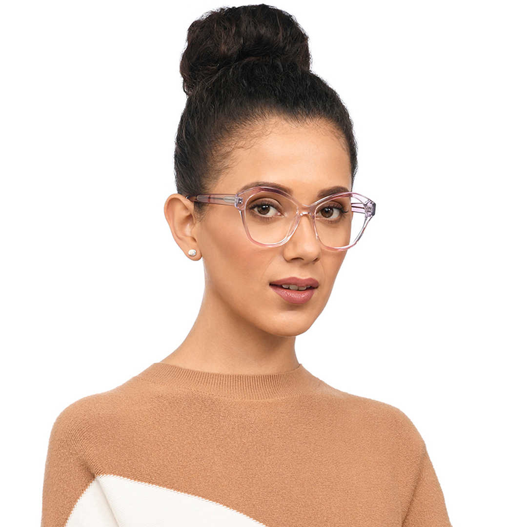 John Jacobs Online Pink Transparent Full Rim Cat Eye right side