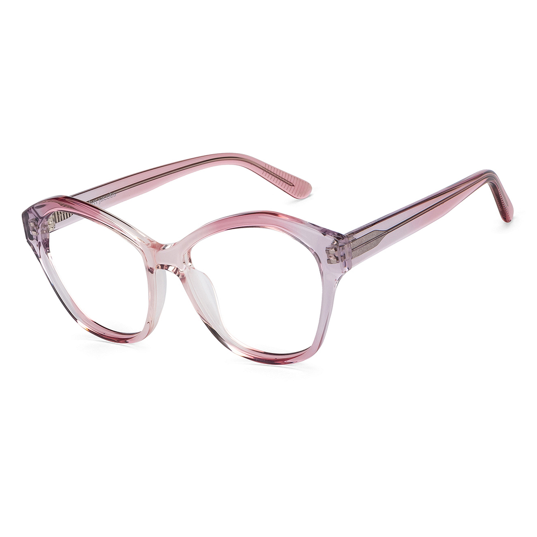 John Jacobs Online Pink Transparent Full Rim Cat Eye right side
