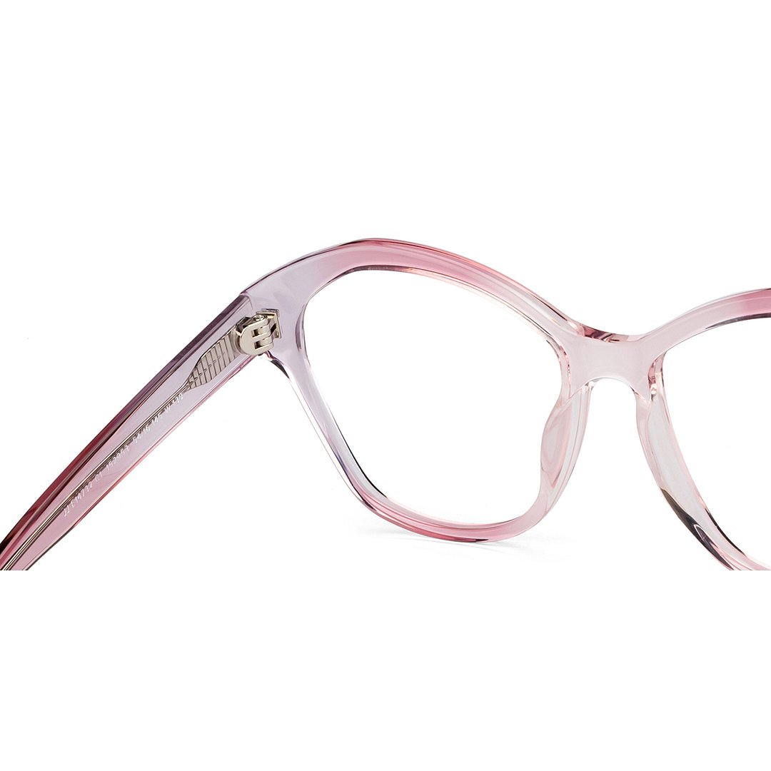 John Jacobs Online Pink Transparent Full Rim Cat Eye right side