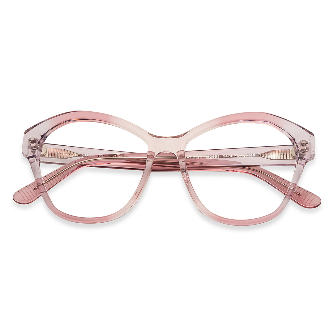 John Jacobs Online Pink Transparent Full Rim Cat Eye left side