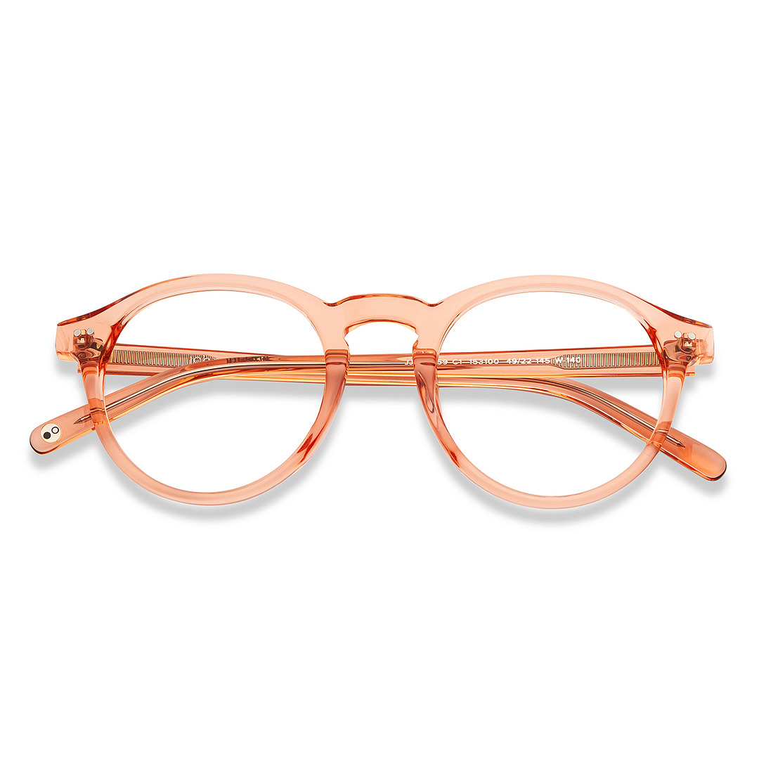 John Jacobs Pink Transparent Full Rim Round left side