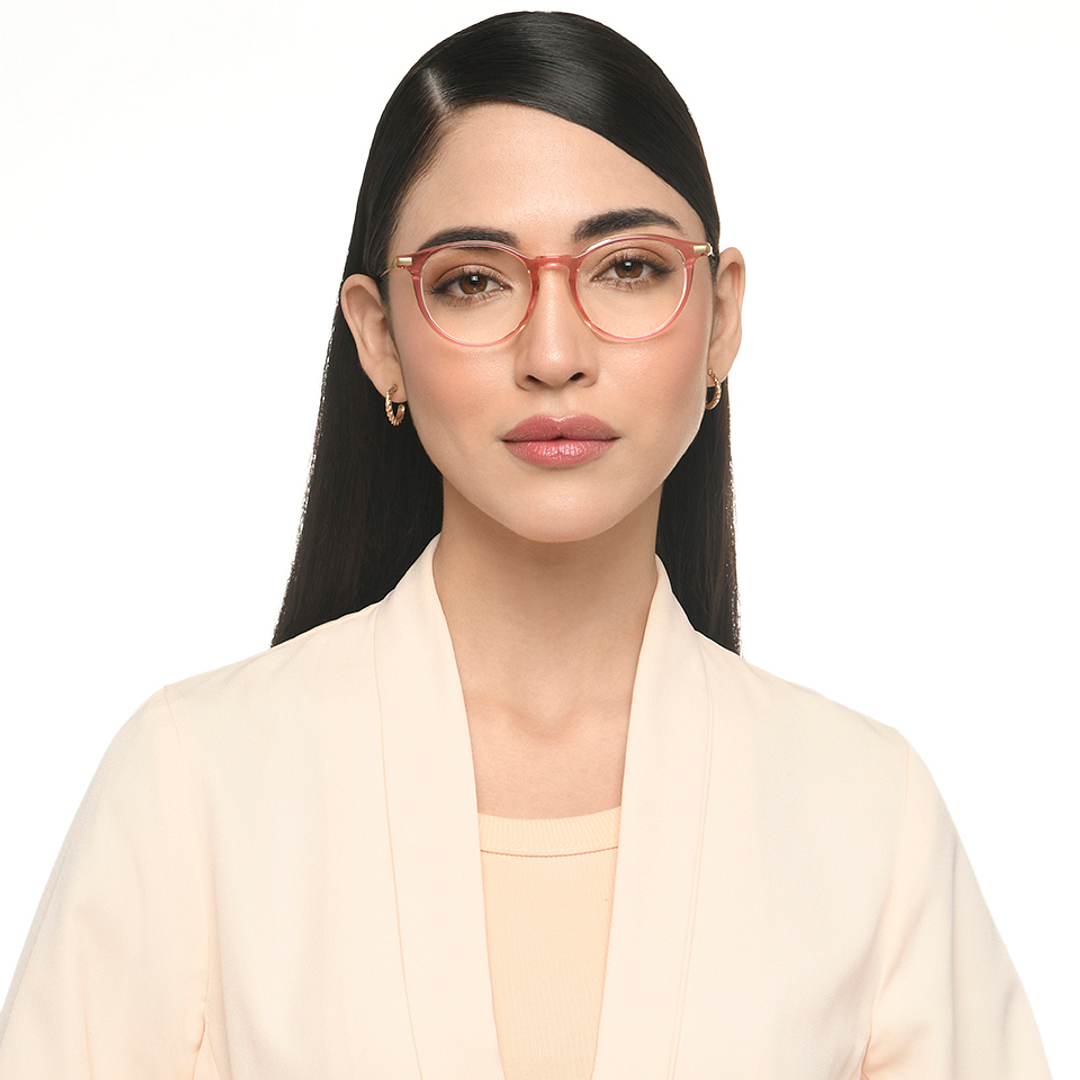 John Jacobs Pink Transparent Full Rim Round right side