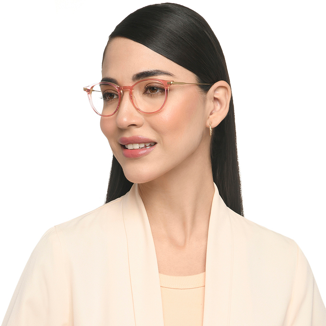 John Jacobs Pink Transparent Full Rim Round left side