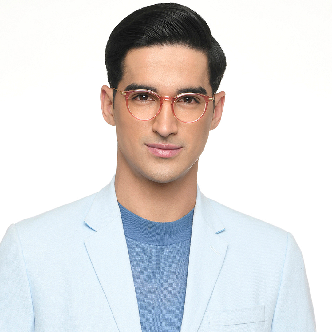 John Jacobs Pink Transparent Full Rim Round right side