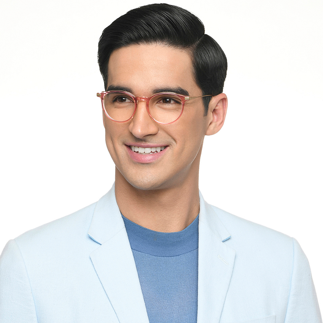 John Jacobs Pink Transparent Full Rim Round left side