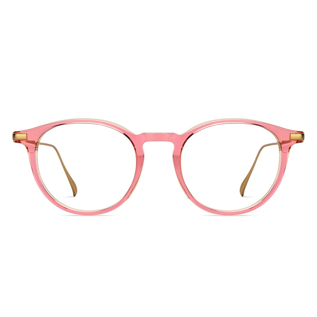John Jacobs Pink Transparent Full Rim Round right side