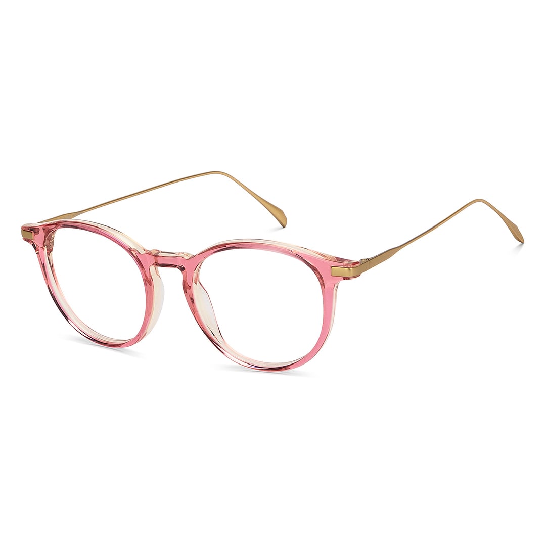John Jacobs Pink Transparent Full Rim Round left side