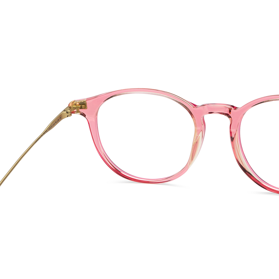 John Jacobs Pink Transparent Full Rim Round right side