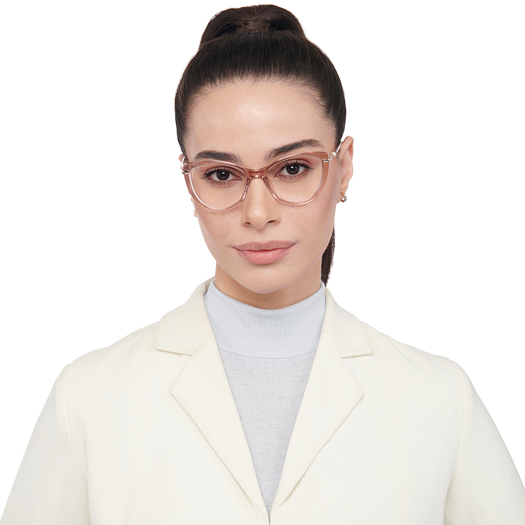 John Jacobs Pink Transparent Full Rim Cat Eye left side