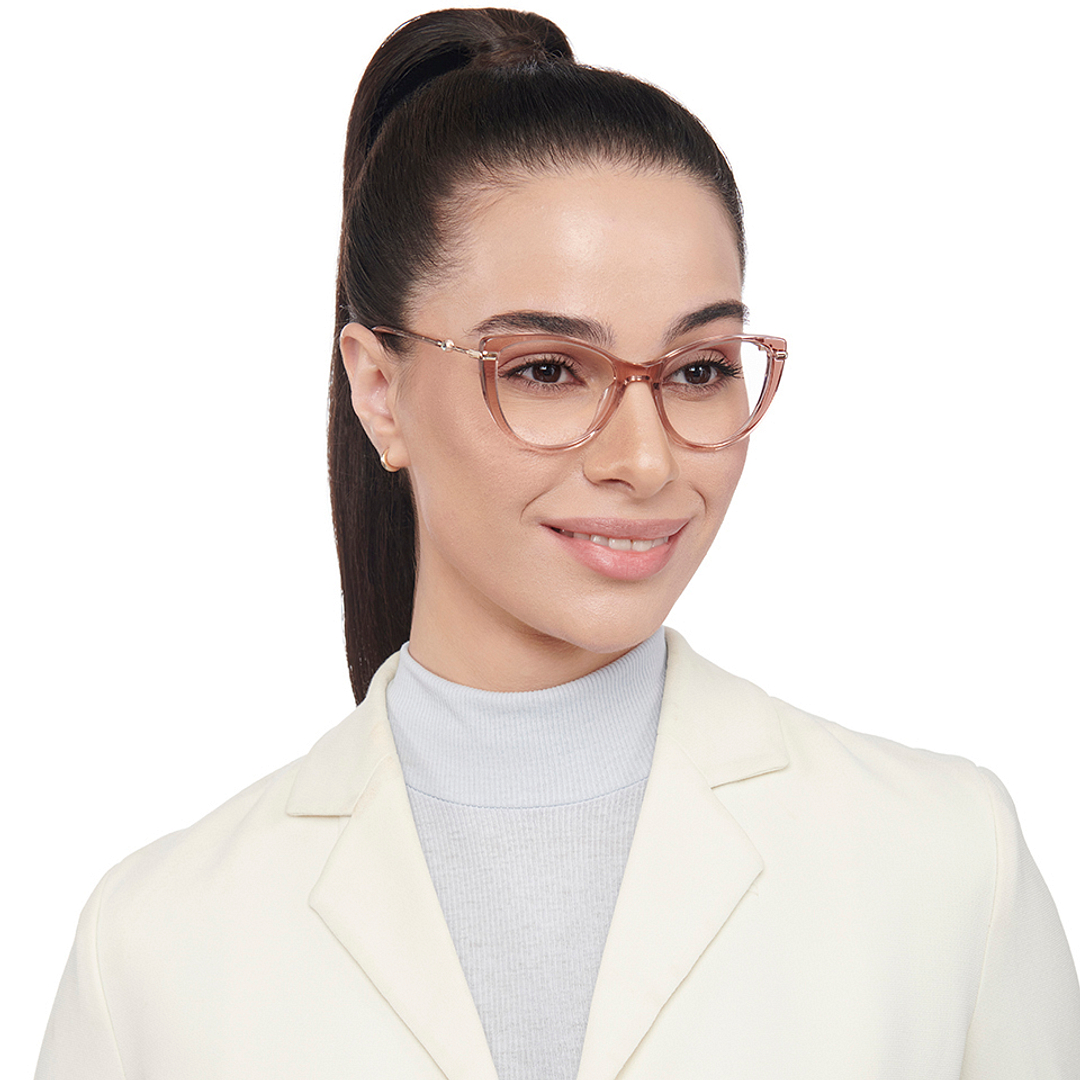 John Jacobs Pink Transparent Full Rim Cat Eye right side