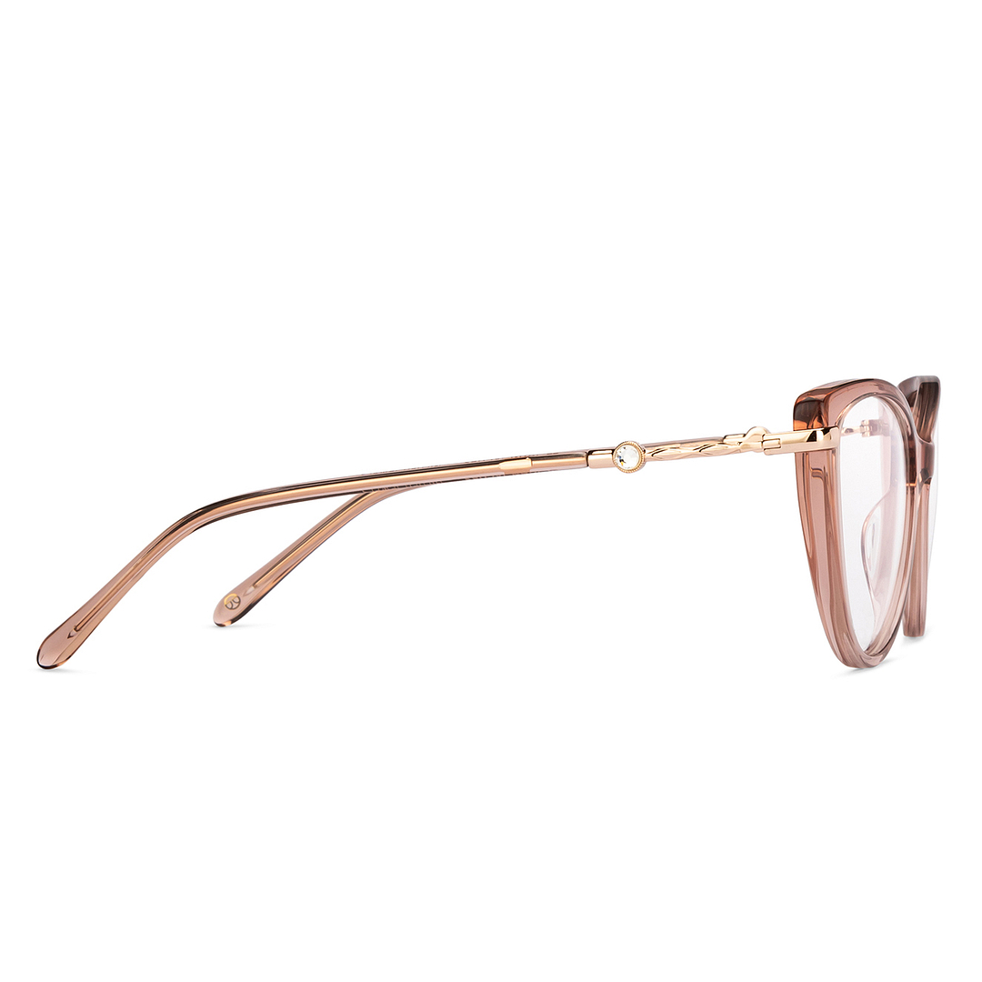 John Jacobs Pink Transparent Full Rim Cat Eye left side