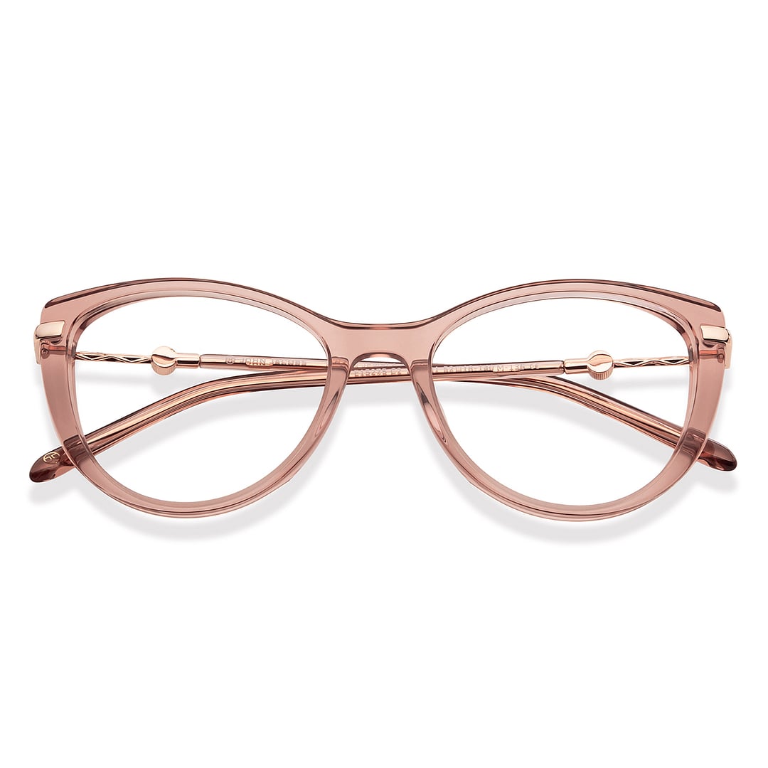 John Jacobs Pink Transparent Full Rim Cat Eye left side