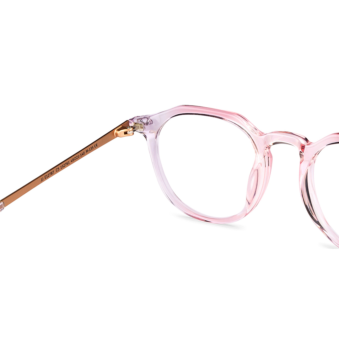 John Jacobs Online Pink Transparent Full Rim Round right side