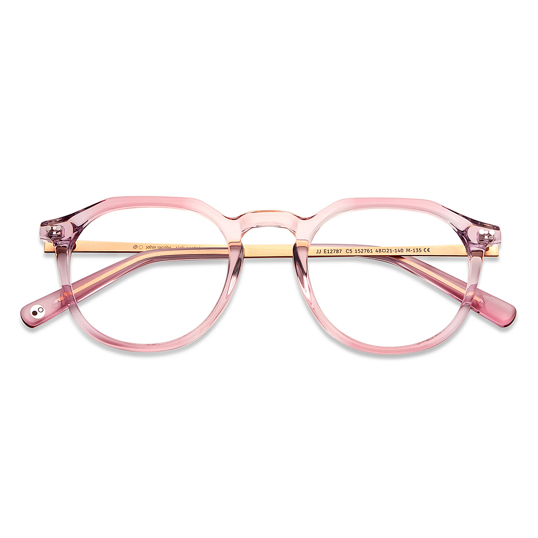 John Jacobs Online Pink Transparent Full Rim Round left side