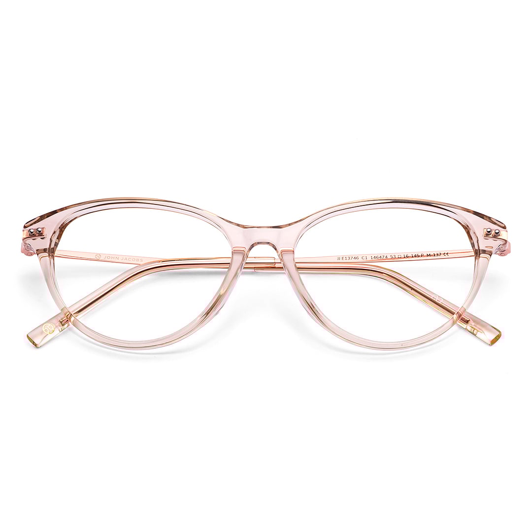 John Jacobs Pink Transparent Full Rim Cat Eye left side