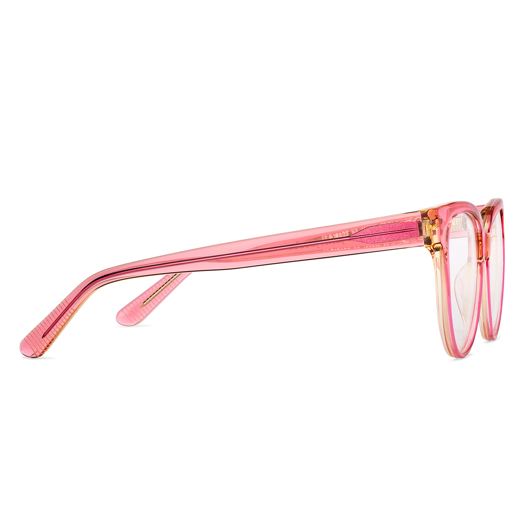 John Jacobs Pink Transparent Full Rim Cat Eye left side