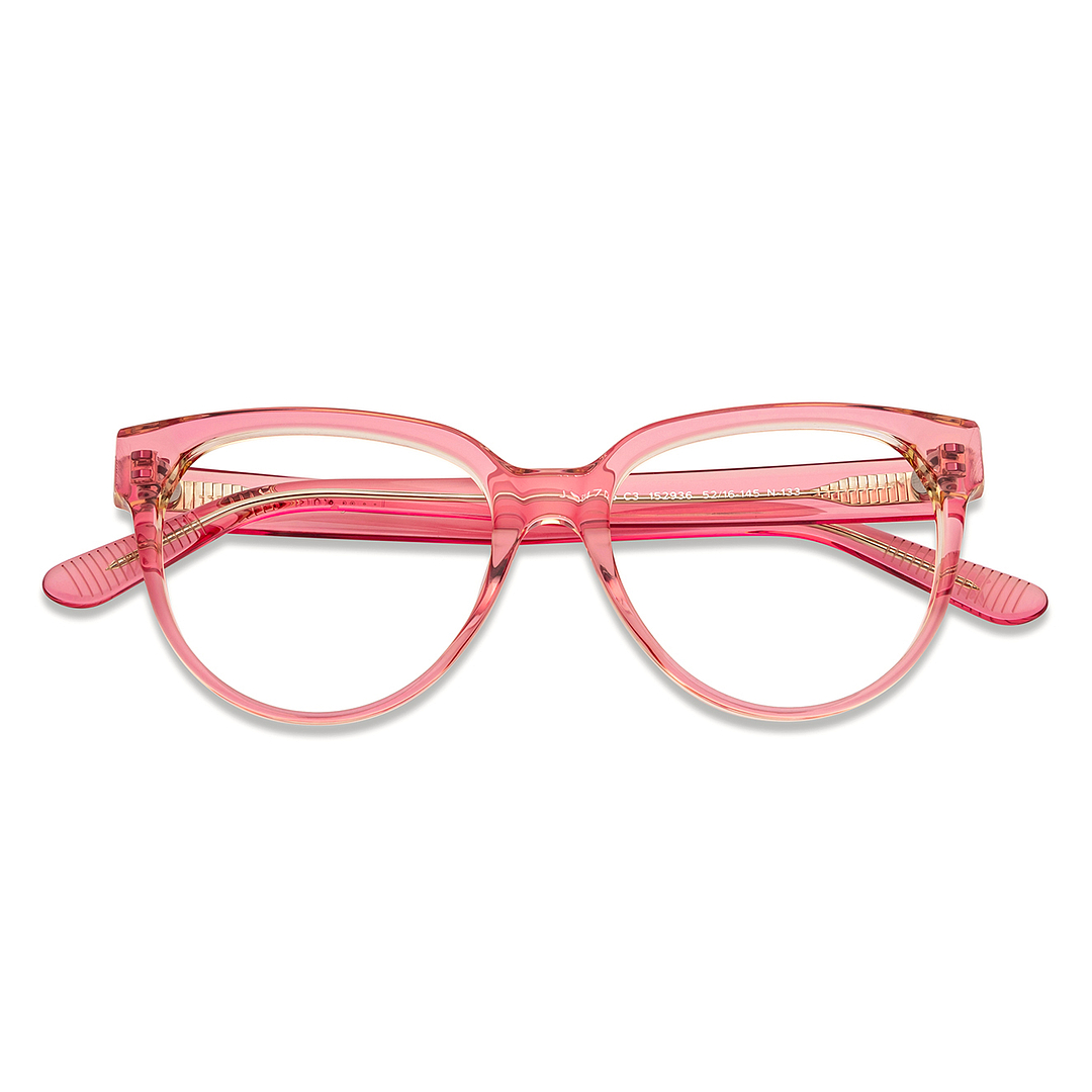 John Jacobs Pink Transparent Full Rim Cat Eye left side
