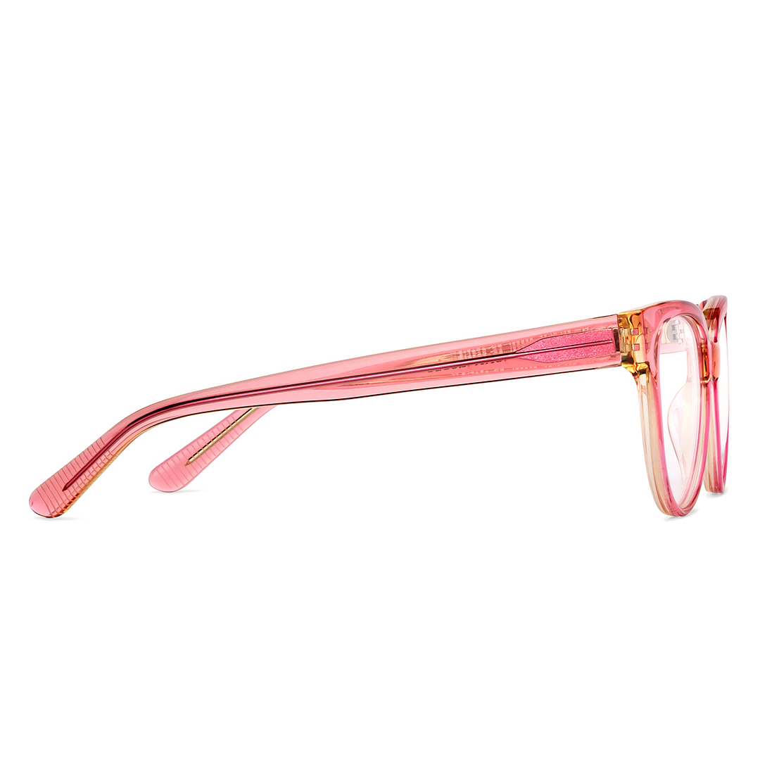 John Jacobs Pink Transparent Full Rim Cat Eye left side