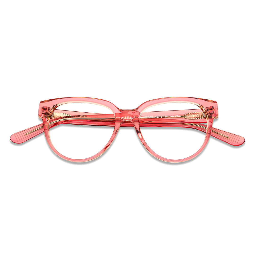 John Jacobs Pink Transparent Full Rim Cat Eye left side