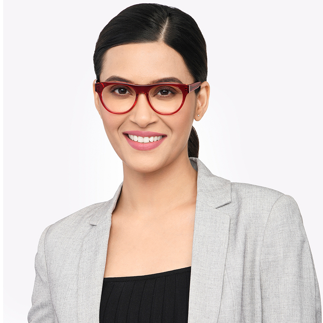 John Jacobs Red Full Rim Square left side