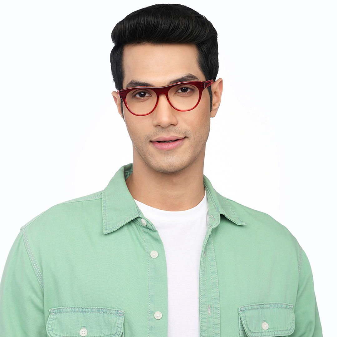 John Jacobs Red Full Rim Square left side