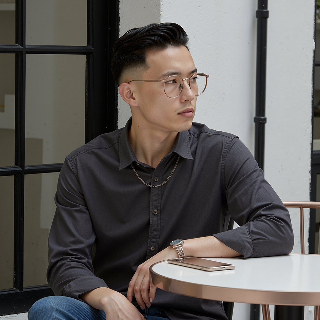 John Jacobs Rose Gold Full Rim Round left side