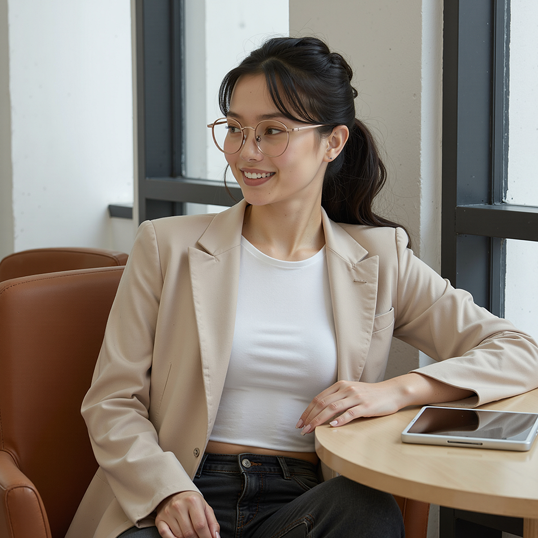 John Jacobs Rose Gold Full Rim Round right side