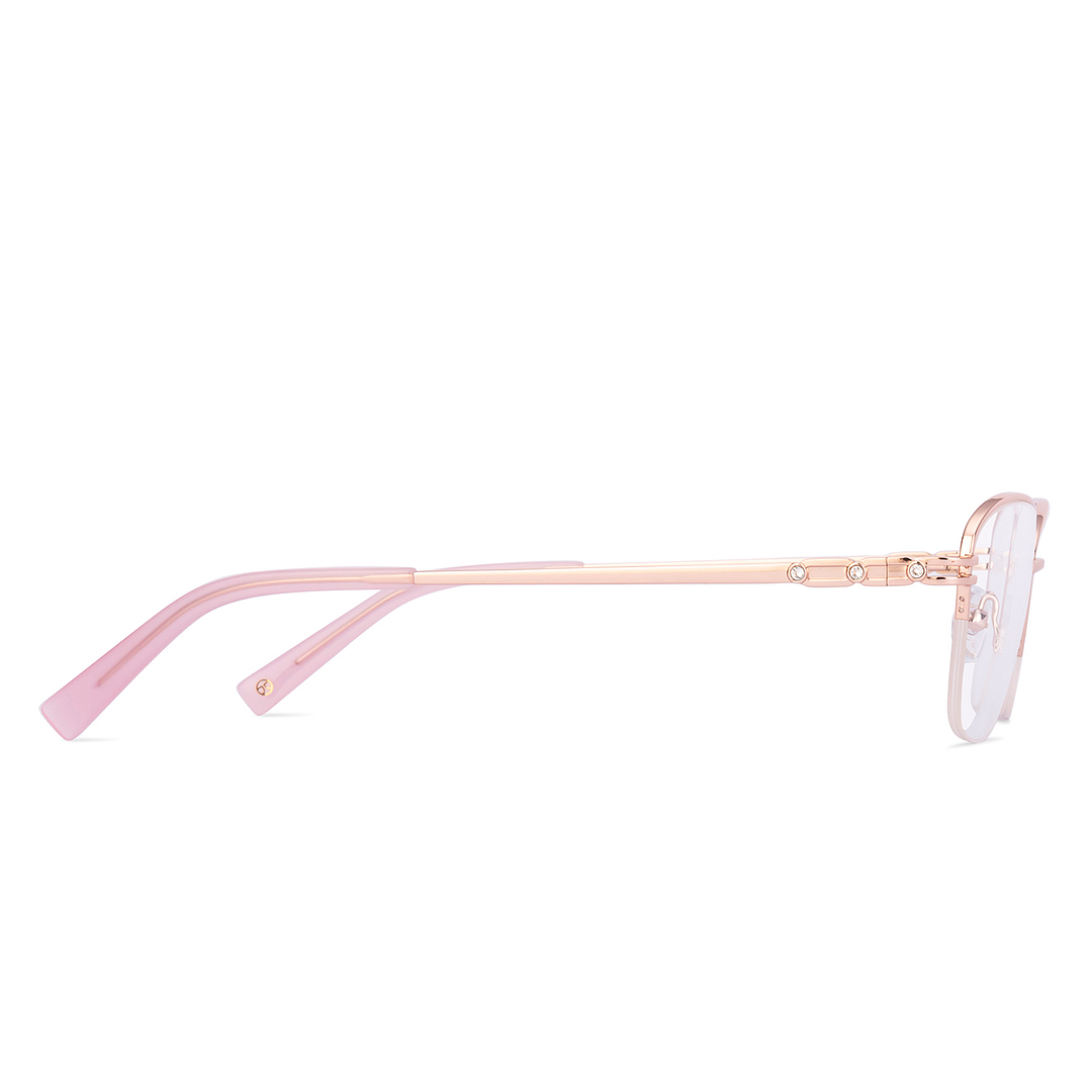 John Jacobs Rose Gold Half Rim Cat Eye left side