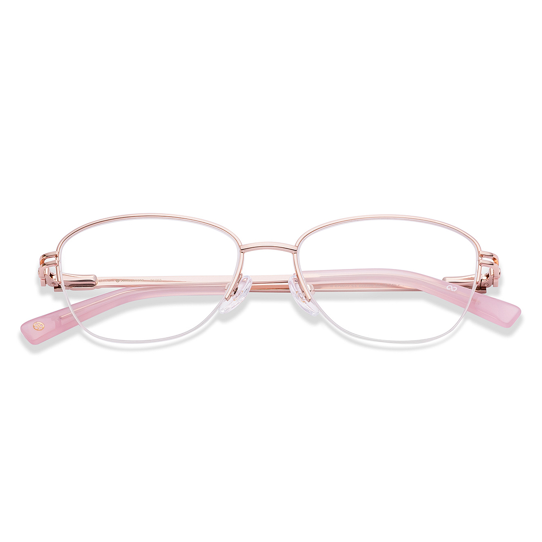John Jacobs Rose Gold Half Rim Cat Eye left side