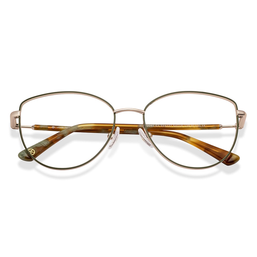 John Jacobs Shiny Gold Full Rim Cat Eye left side