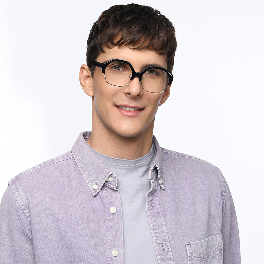 John Jacobs Silver Full Rim Hexagonal left side