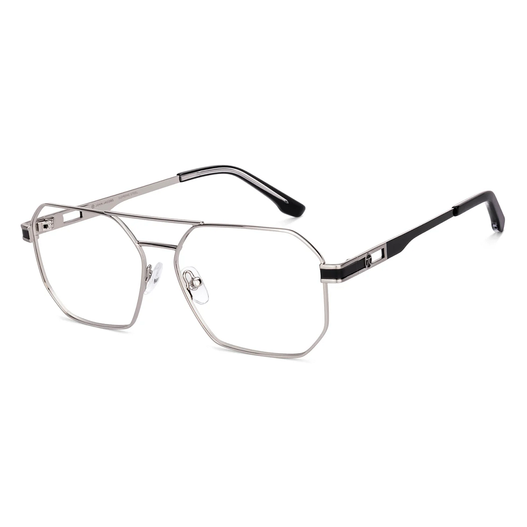 John Jacobs Silver Full Rim Geometric left side