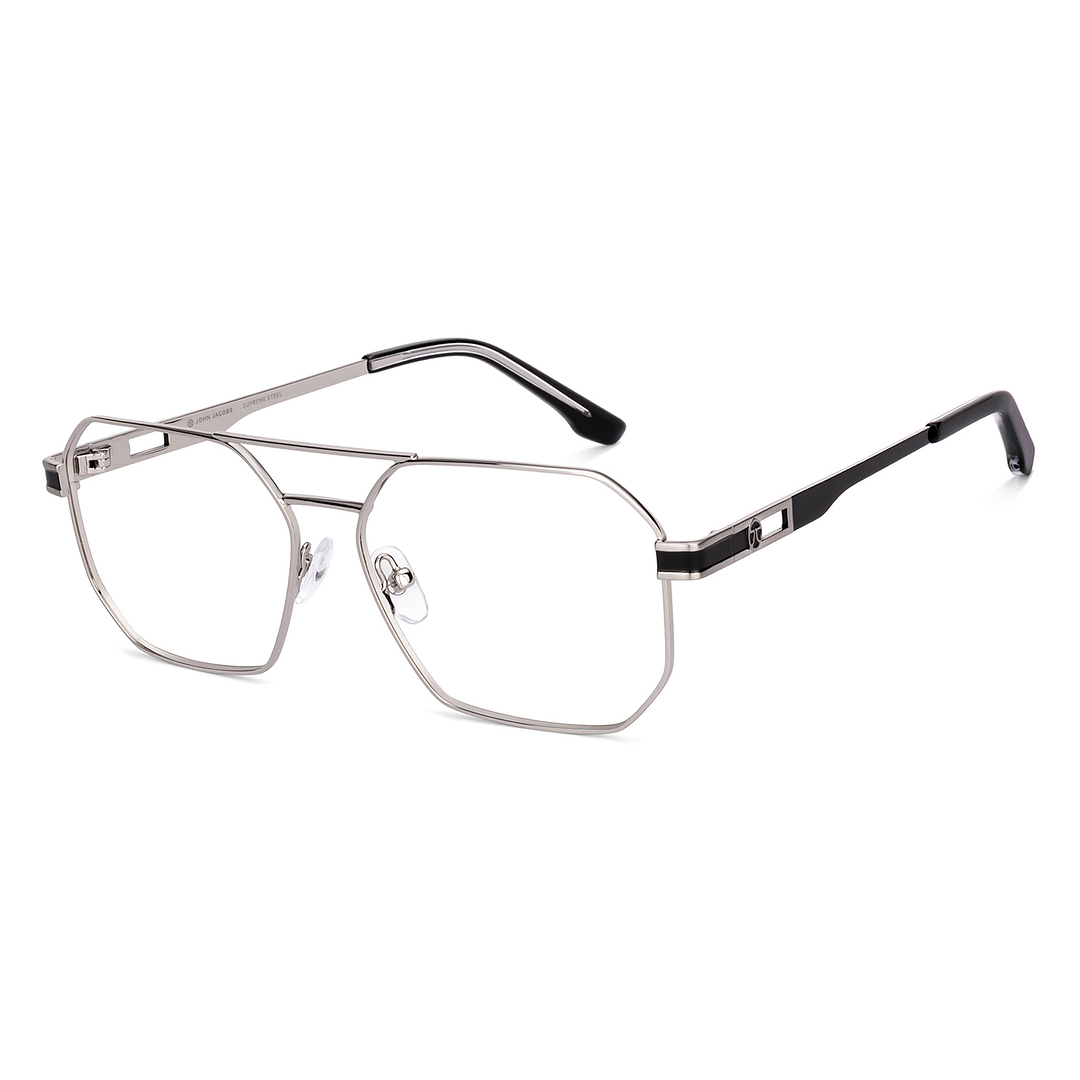 John Jacobs Silver Full Rim Geometric right side