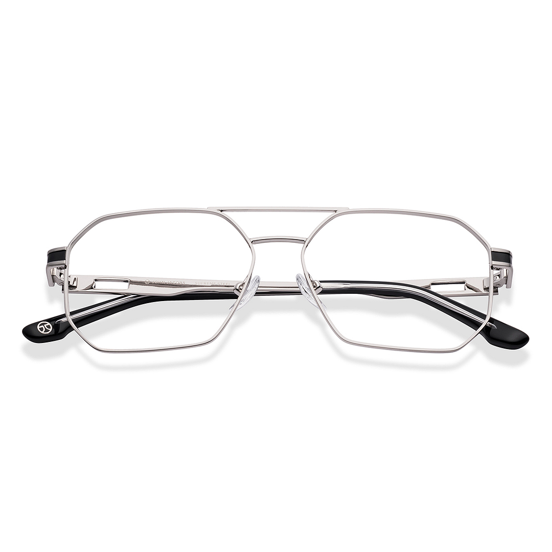 John Jacobs Silver Full Rim Geometric left side