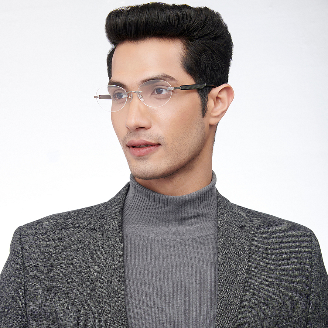 John Jacobs Online Silver Rimless Round left side