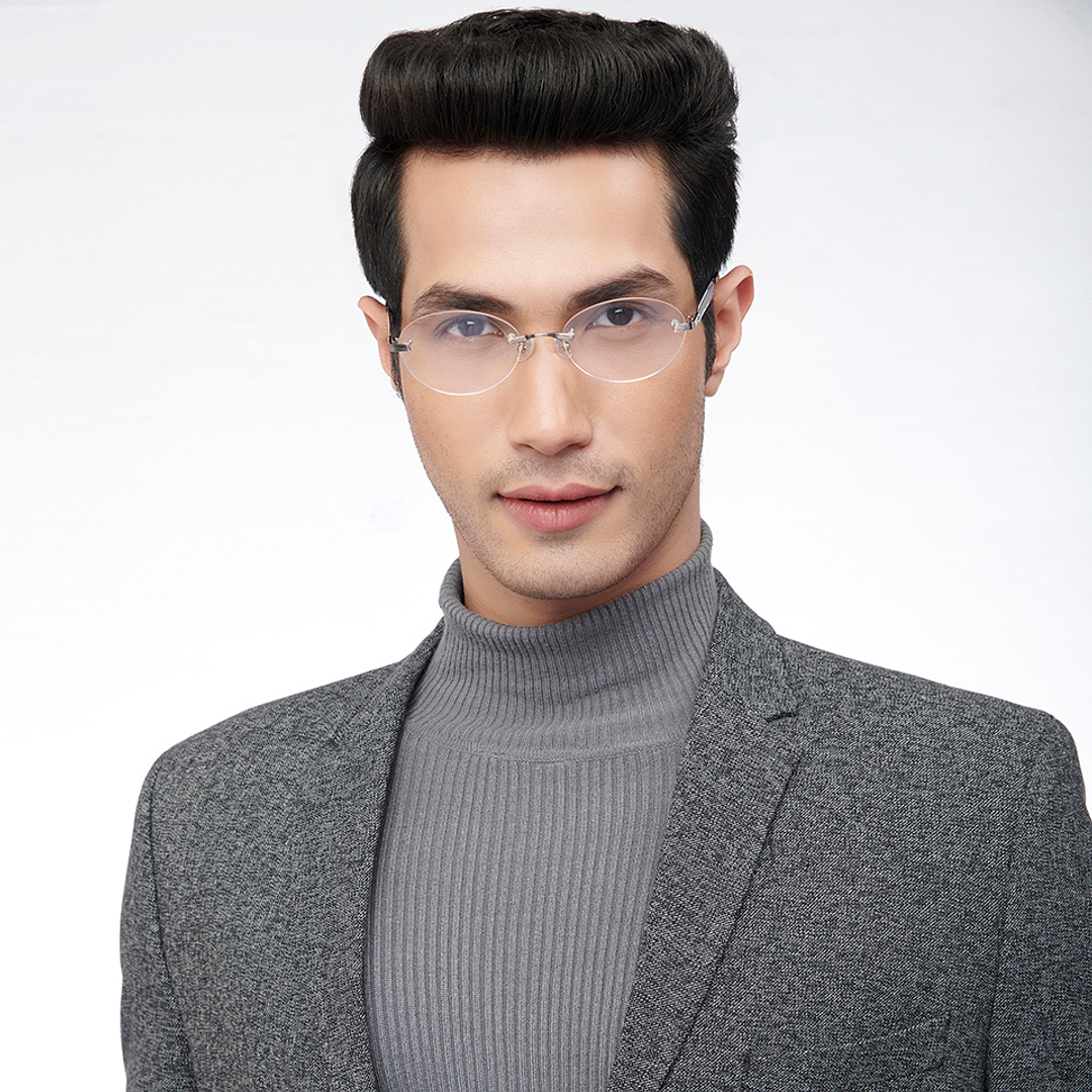 John Jacobs Online Silver Rimless Round right side