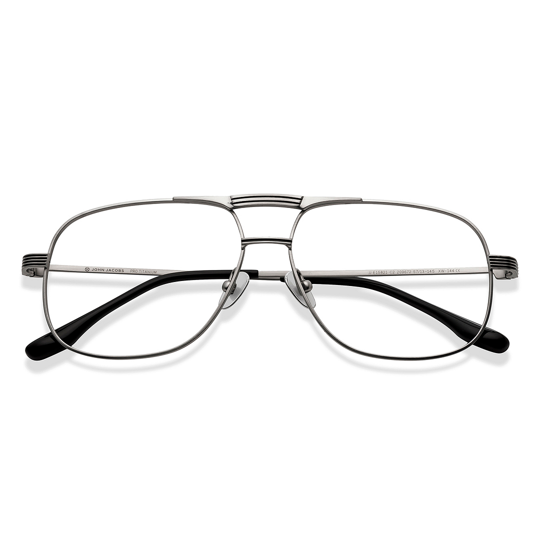 John Jacobs Silver Full Rim Aviator left side