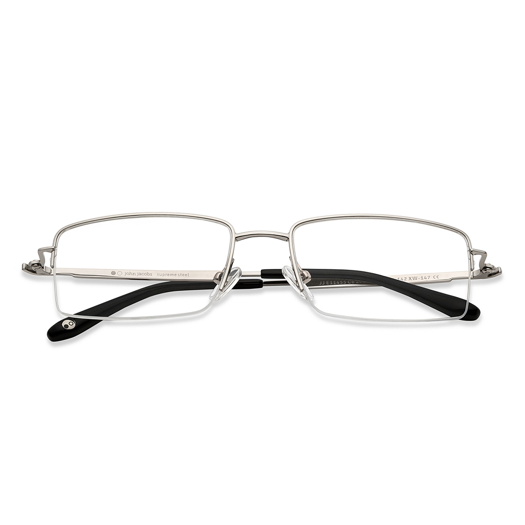 John Jacobs Online Silver Half Rim Rectangle left side