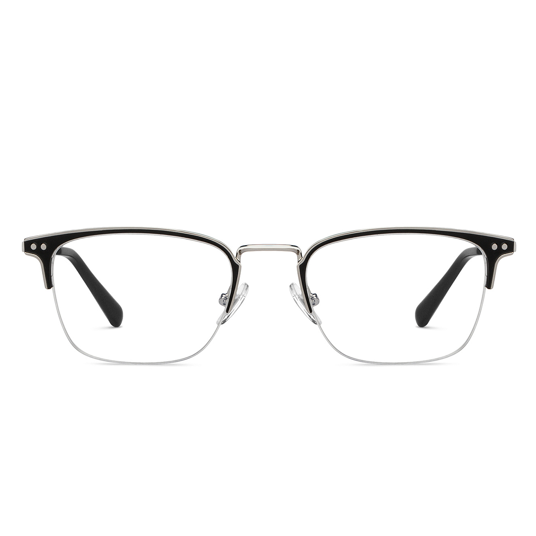 John Jacobs Dark Gunmetal Half Rim Rectangle left side