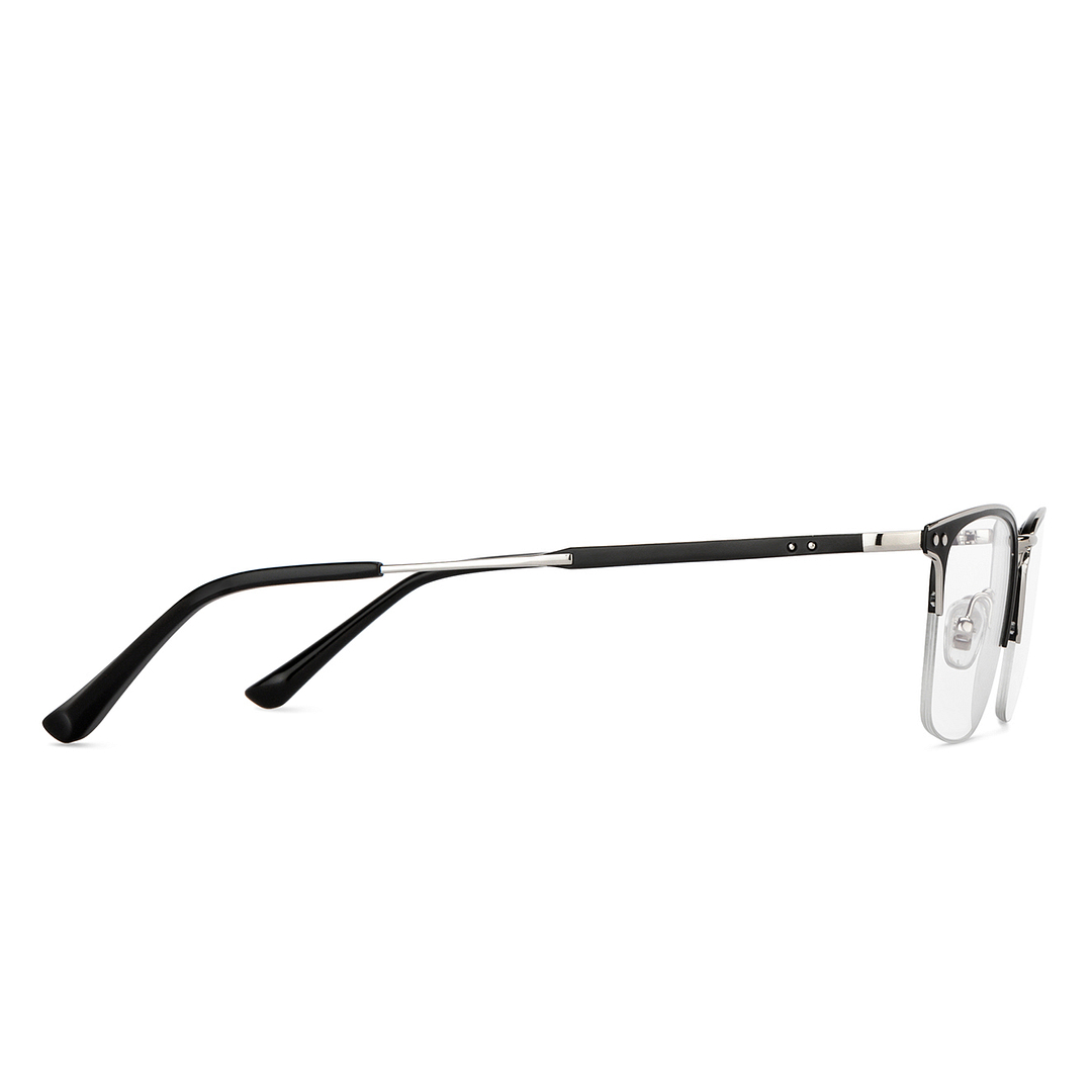 John Jacobs Dark Gunmetal Half Rim Rectangle left side