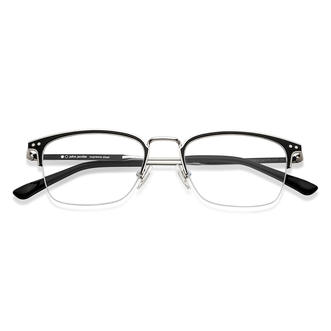 John Jacobs Dark Gunmetal Half Rim Rectangle left side