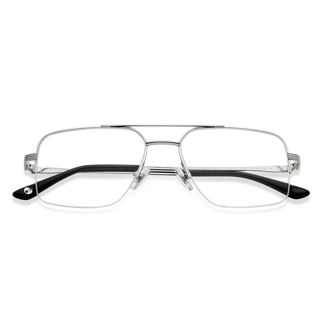 John Jacobs Online Silver Half Rim Square left side