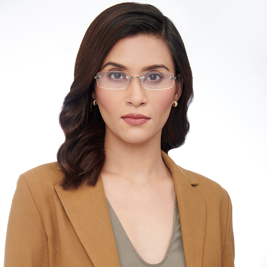 John Jacobs Online Gray Rimless Rectangle right side