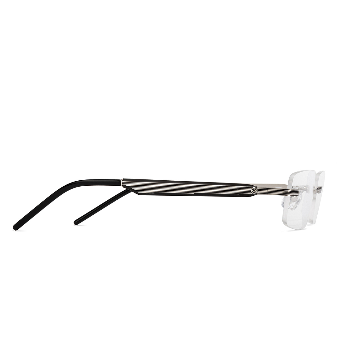 John Jacobs Online Gray Rimless Rectangle left side