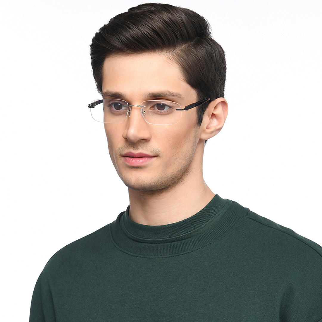 John Jacobs Online Silver Rimless Rectangle right side