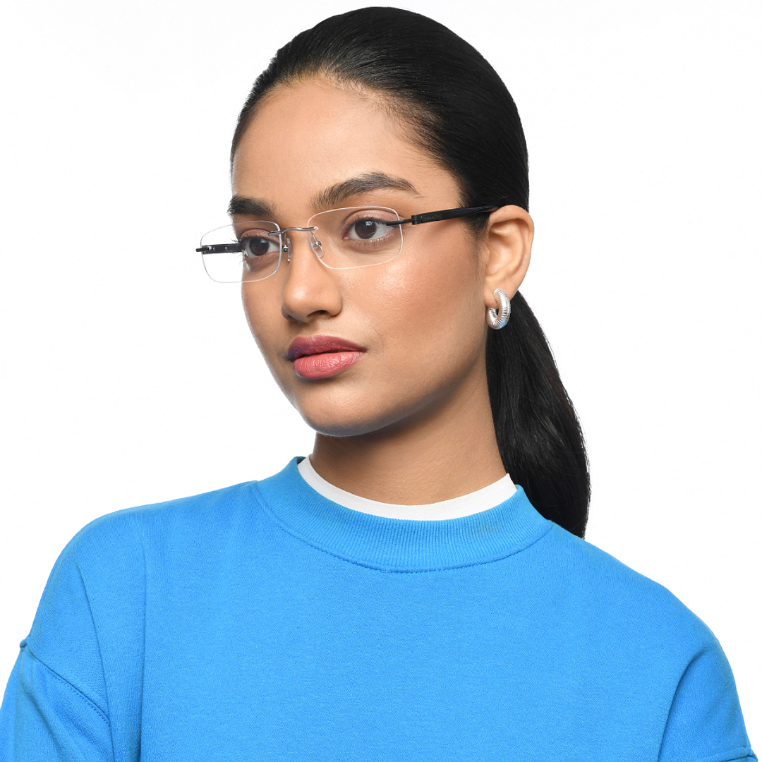 John Jacobs Online Silver Rimless Rectangle right side