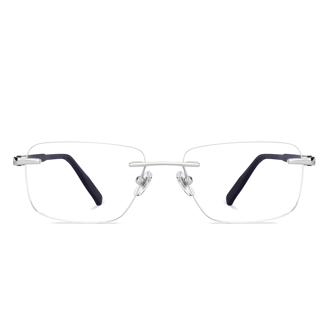 John Jacobs Online Silver Rimless Rectangle left side