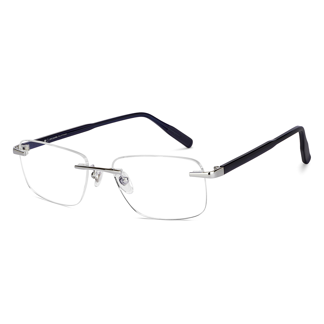 John Jacobs Online Silver Rimless Rectangle right side
