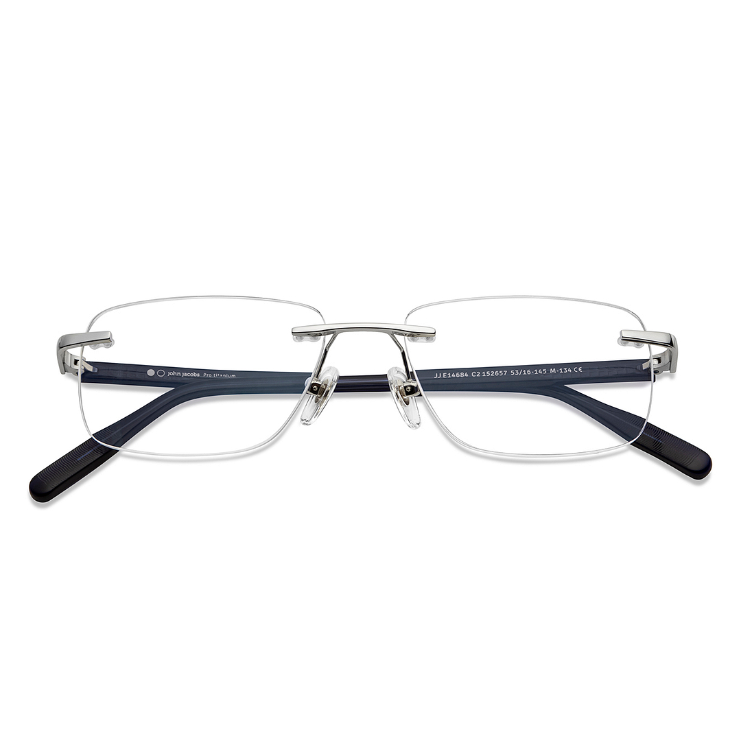 John Jacobs Online Silver Rimless Rectangle left side