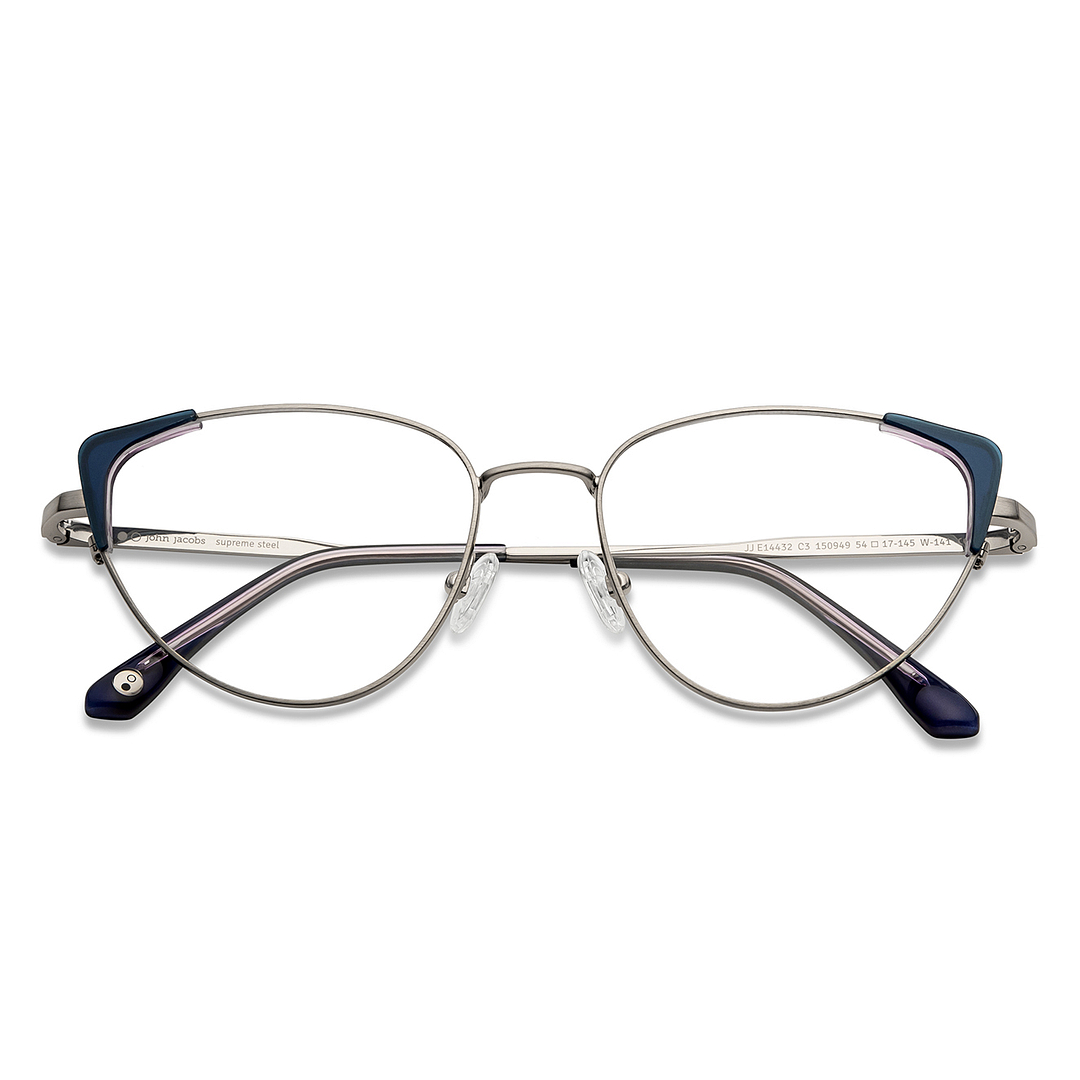 John Jacobs Silver Full Rim Cat Eye left side